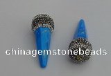 NGP7173 20*50mm faceted cone white howlite turquoise pendants