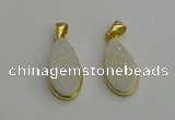 NGP7178 10*20mm flat teardrop druzy quartz pendants wholesale