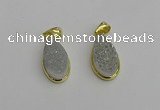 NGP7179 10*20mm flat teardrop plated druzy quartz pendants