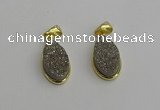 NGP7180 10*20mm flat teardrop plated druzy quartz pendants