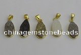 NGP7183 10*20mm flat teardrop plated druzy quartz pendants