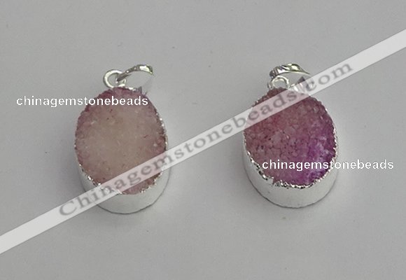 NGP7187 15*20mm oval druzy quartz pendants wholesale