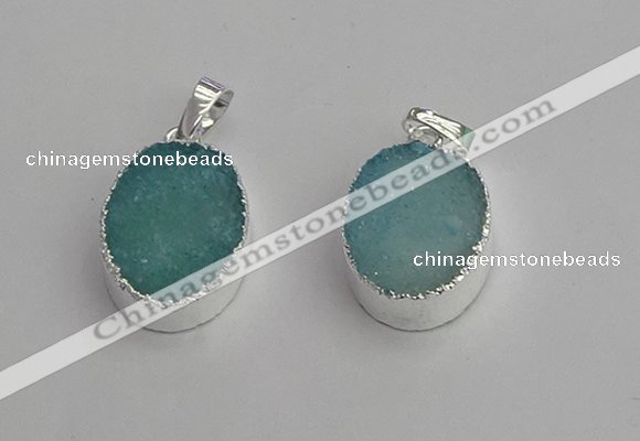 NGP7188 15*20mm oval druzy quartz pendants wholesale