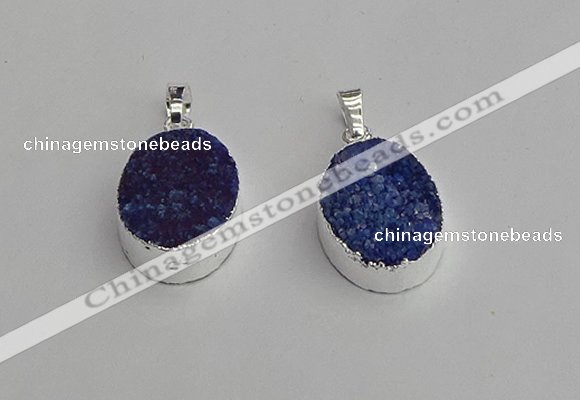 NGP7190 15*20mm oval druzy quartz pendants wholesale