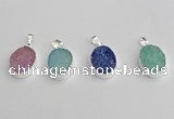 NGP7192 15*20mm oval druzy quartz pendants wholesale