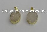 NGP7195 15*20mm oval druzy quartz pendants wholesale