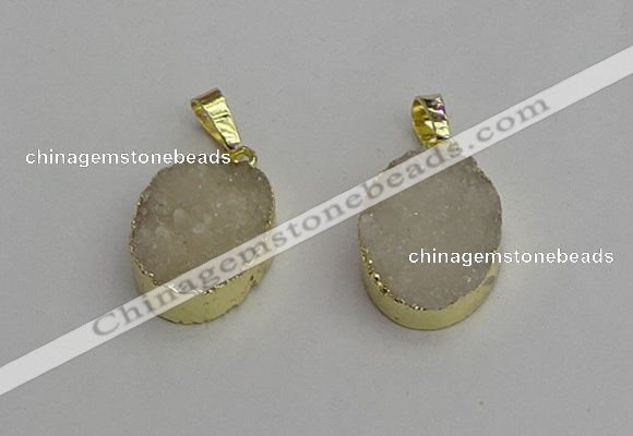 NGP7195 15*20mm oval druzy quartz pendants wholesale