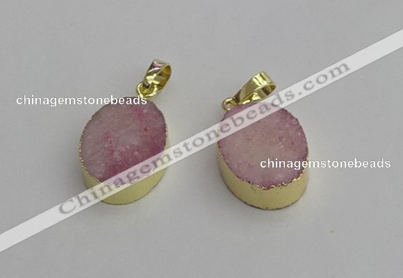 NGP7198 15*20mm oval druzy quartz pendants wholesale