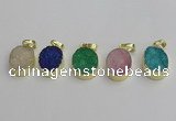 NGP7203 15*20mm oval druzy quartz pendants wholesale