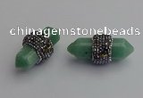 NGP7212 15*40mm sticks green aventurine pendants wholesale