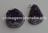 NGP7233 25*40mm - 30*40mm freeform druzy amethyst pendants