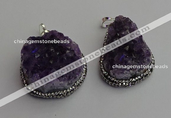 NGP7233 25*40mm - 30*40mm freeform druzy amethyst pendants