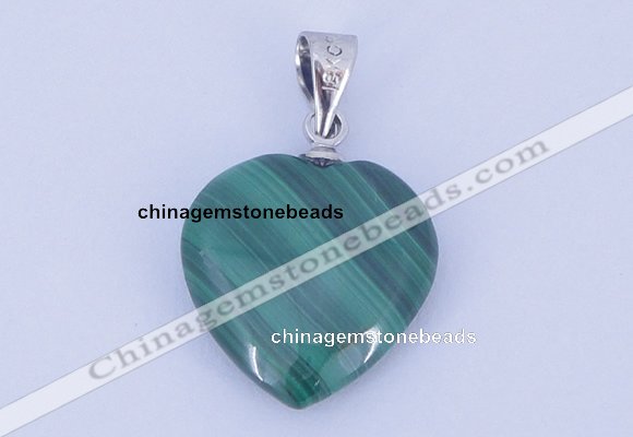 NGP727 15*15mm heart natural malachite with 18KGP gemstone pendant