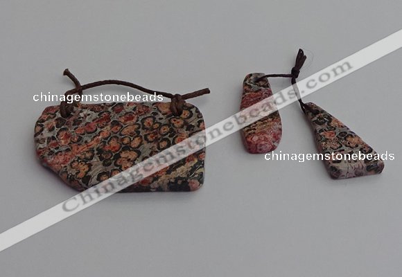 NGP7279 10*25mm - 25*45mm freeform red leopard skin jasper pendants sets