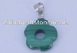 NGP728 4*15mm flower natural malachite with 18KGP gemstone pendant