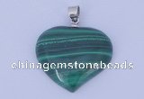 NGP729 25*25mm heart natural malachite with 18KGP gemstone pendant