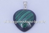 NGP732 20*20mm heart natural malachite & black agate with 18KGP pendant