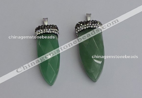 NGP7320 15*40mm - 16*45mm arrowhead green aventurine pendants