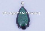 NGP733 17*34mm teardrop natural malachite & black agate with 18KGP pendant