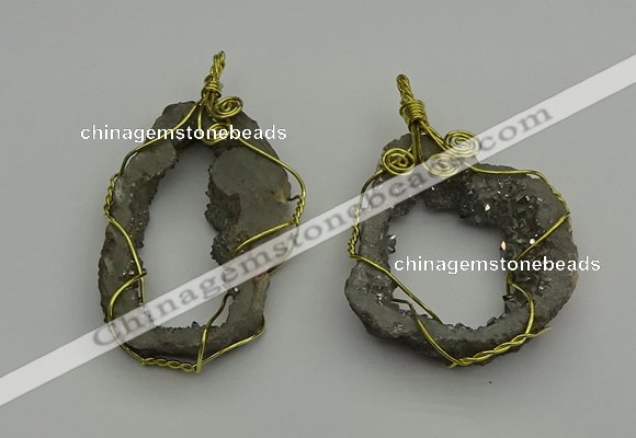 NGP7343 40*55mm - 45*50mm freeform plated druzy agate pendants