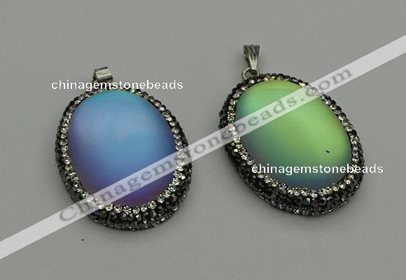 NGP7358 25*25mm oval glass pendants wholesale