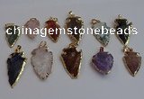 NGP7367 15*20mm - 22*40mm arrowhead mixed gemstone pendants