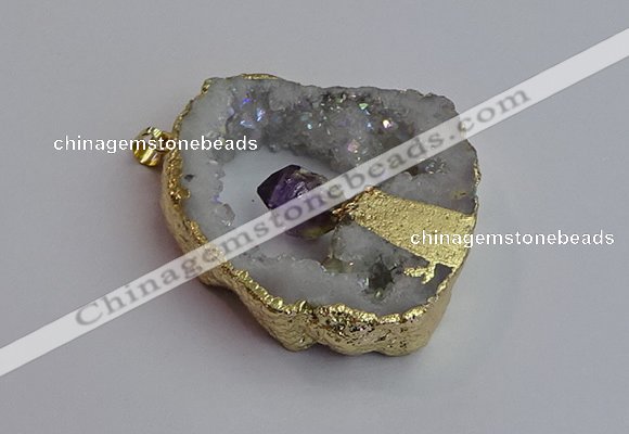 NGP7389 45*50mm - 50*55mm freeform druzy agate pendants