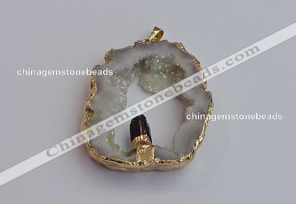 NGP7394 45*50mm - 50*55mm freeform druzy agate pendants