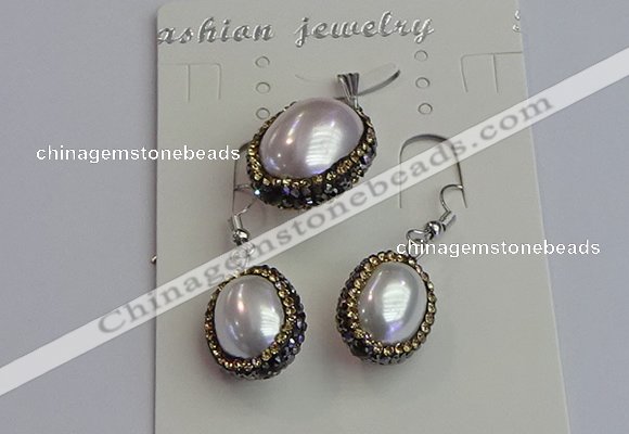 NGP7398 15*18mm - 18*22mm oval shell pearl jewelry sets