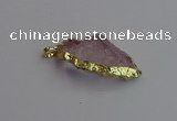 NGP7401 22*30mm - 25*40mm arrowhead plated druzy quartz pendants