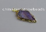 NGP7403 22*30mm - 25*40mm arrowhead plated druzy quartz pendants