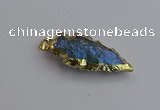 NGP7404 22*30mm - 25*40mm arrowhead plated druzy quartz pendants