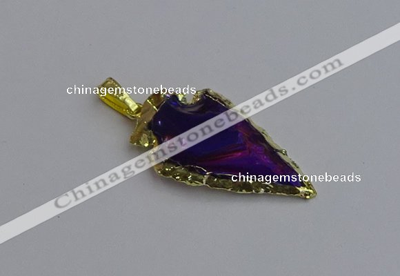 NGP7410 22*30mm - 25*40mm arrowhead plated obsidian pendants