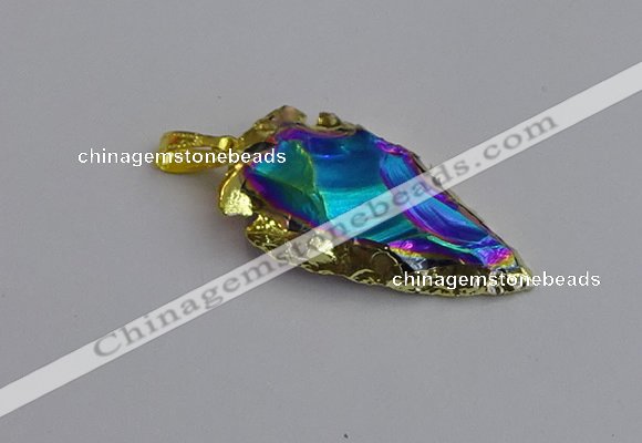 NGP7411 22*30mm - 25*40mm arrowhead plated obsidian pendants