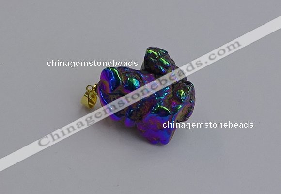 NGP7422 25*35mm - 35*40mm nuggets plated agate pendants