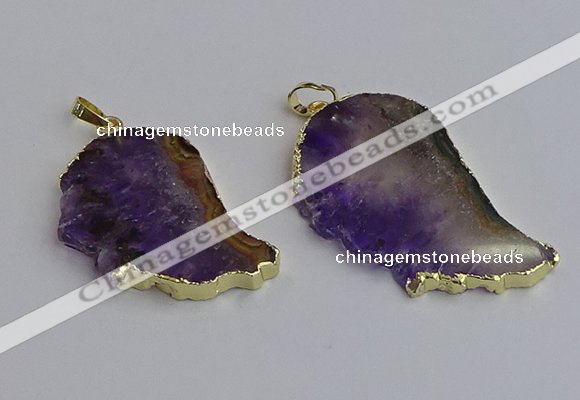 NGP7434 25*45mm - 30*50mm freeform druzy amethyst pendants