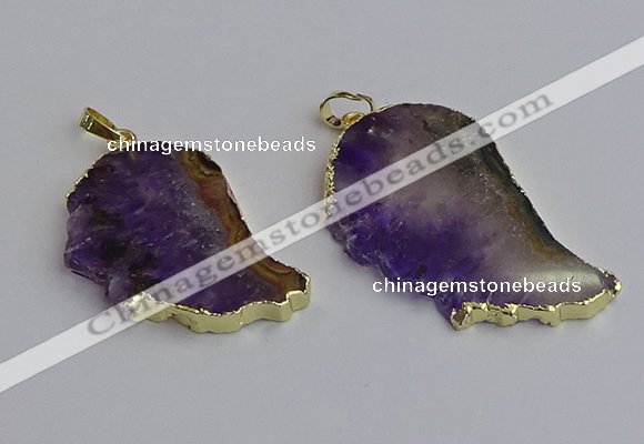 NGP7434 25*45mm - 30*50mm freeform druzy amethyst pendants