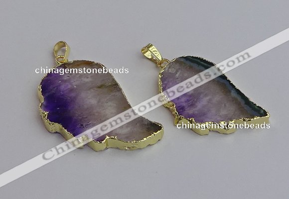 NGP7435 25*45mm - 30*50mm freeform druzy amethyst pendants