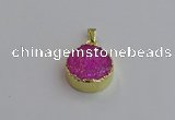 NGP7459 20mm coin plated druzy agate gemstone pendants