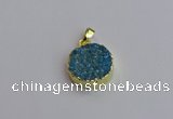 NGP7460 20mm coin plated druzy agate gemstone pendants