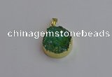 NGP7461 20mm coin plated druzy agate gemstone pendants