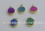 NGP7463 20mm coin plated druzy agate gemstone pendants