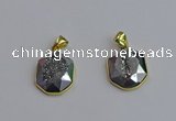 NGP7465 16*18mm freeform plated druzy agate gemstone pendants