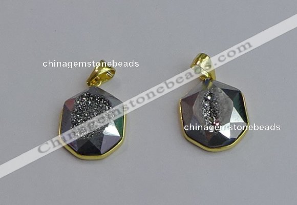 NGP7465 16*18mm freeform plated druzy agate gemstone pendants