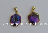 NGP7466 16*18mm freeform plated druzy agate gemstone pendants