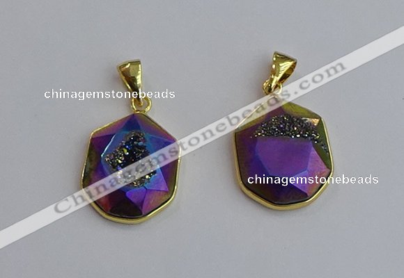 NGP7466 16*18mm freeform plated druzy agate gemstone pendants