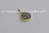 NGP7475 15mm coin plated druzy agate gemstone pendants