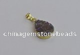 NGP7485 15*20mm flat teardrop plated druzy agate gemstone pendants