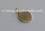 NGP7490 15*20mm oval plated druzy agate gemstone pendants