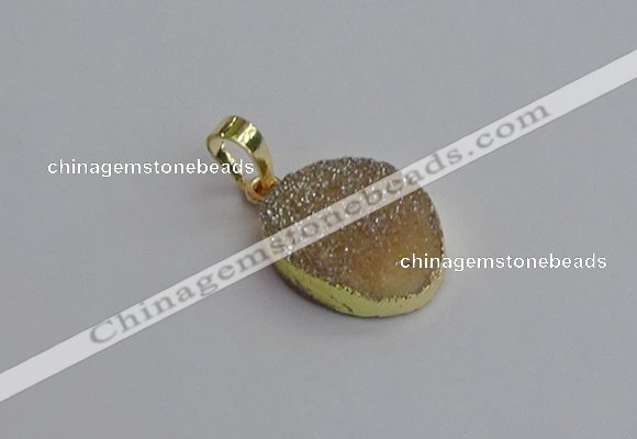 NGP7490 15*20mm oval plated druzy agate gemstone pendants